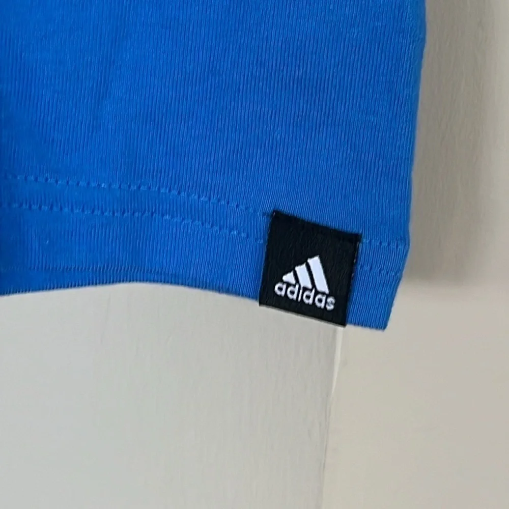 Brand New Adidas Blue Colorblock Shirt Fire Flames Graphic Print Athletic Top